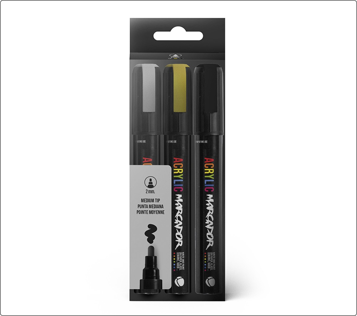 MTN Pack Marcador Acrilico 3 uds metal 2mm
