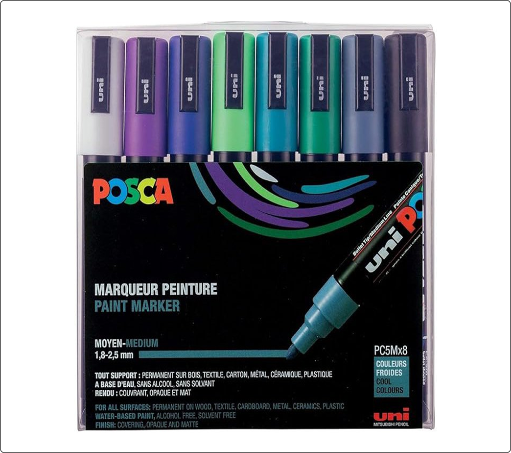 Pack 8 Rotuladores POSCA PC-5M Colores Fríos