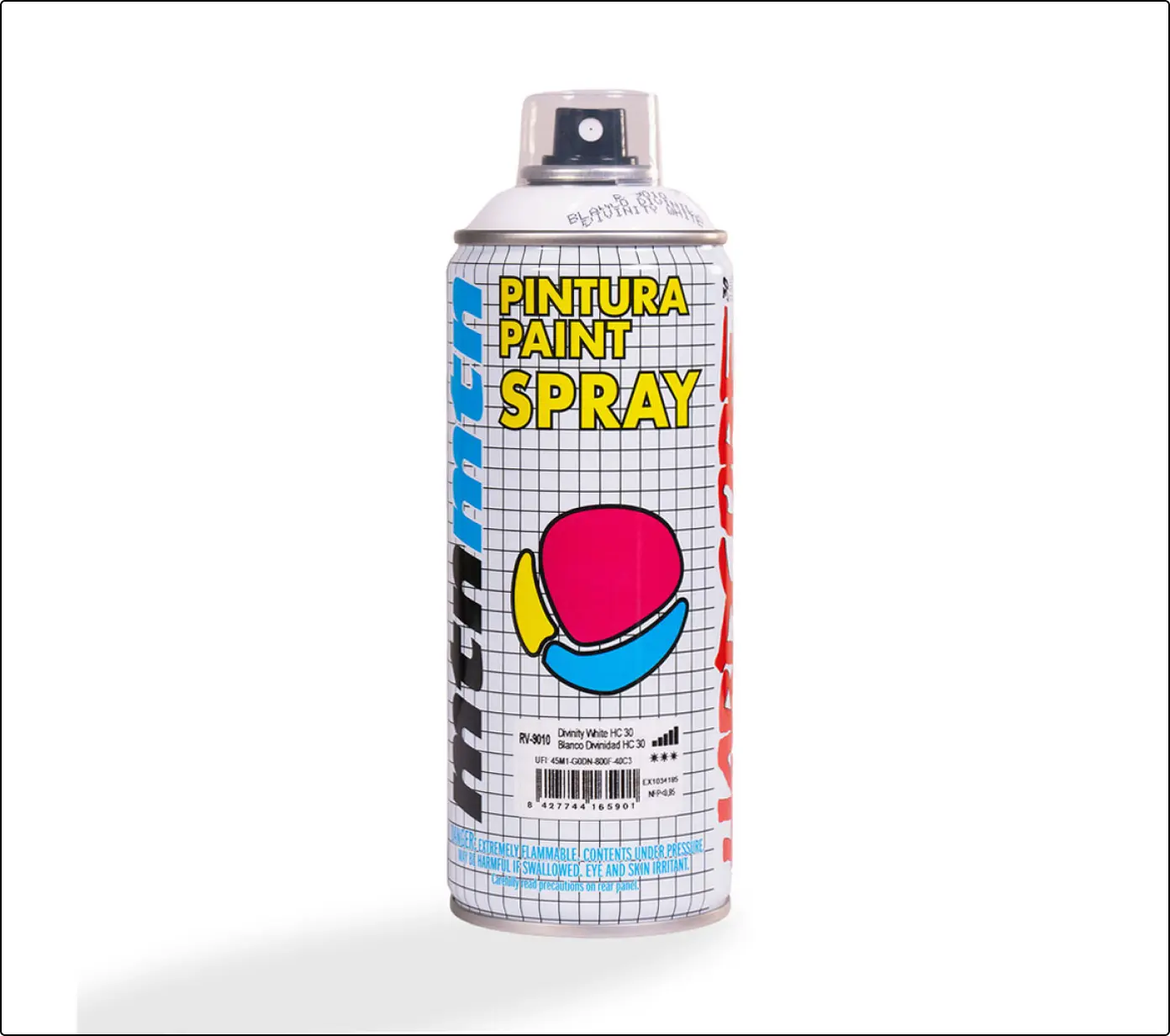 Spray MTN Hardcore Edición Limitada 30 Aniversario Blanco Divinidad 400 ml, diseño blanco clásico de 1996
